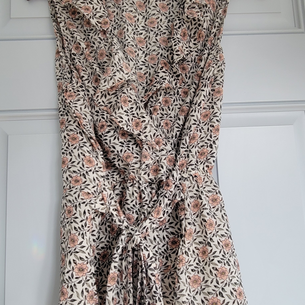 Max Studio White Floral Tie-Front Midi Dress